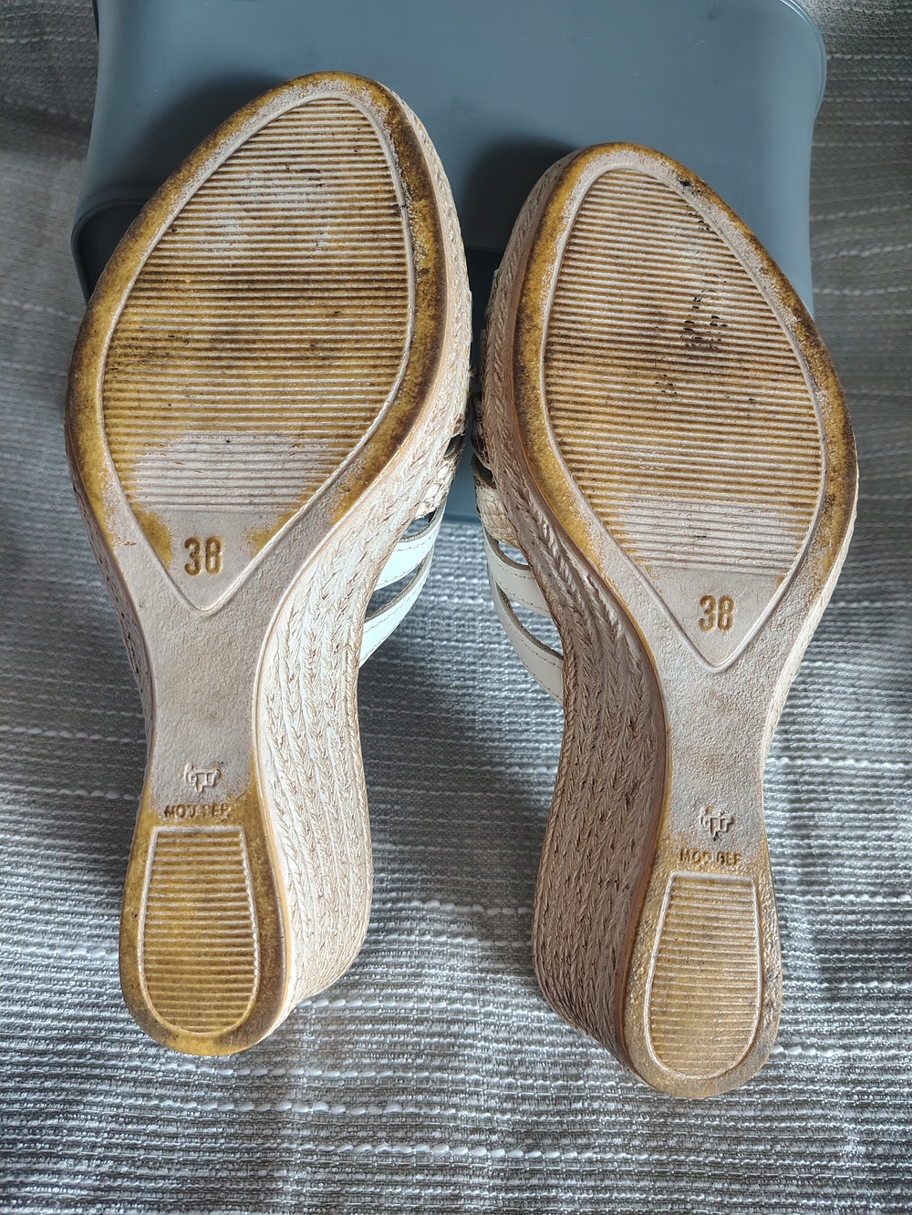 Spring Step White Gold Leather Wedge Slide Sandals Made in Italy EU 38 US 7.5 - Picture 7 of 10